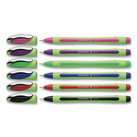 Schneider Electric Xpress Fineliner Pen, Stick, Fine 0.8 mm, Assorted Ink and Barrel Colors, 6PK 190086